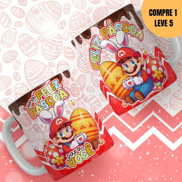 Arquivo Digital Mario Bros Páscoa Artes para Canecas -2103