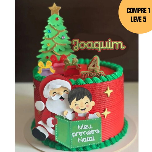 Arquivo Digital Meu Primeiro Natal Menino Topo de Bolo -5916