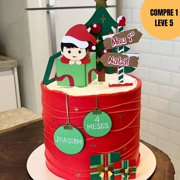 Arquivo Digital Meu Primeiro Natal Menino Topo de Bolo -6061