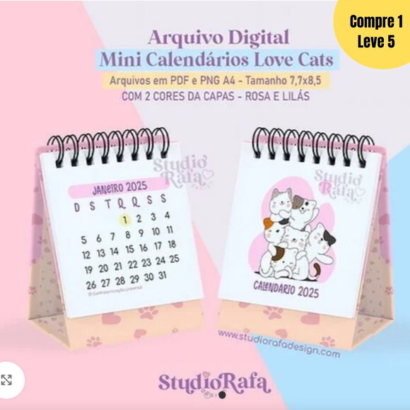 Arquivo Digital Mini Calendário Gatinhos 2025 -404