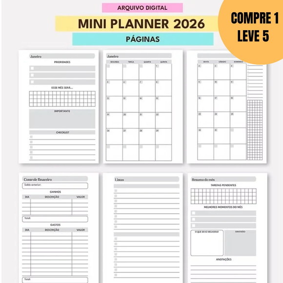 Arquivo Digital Mini Planner 2026 A6 -4677