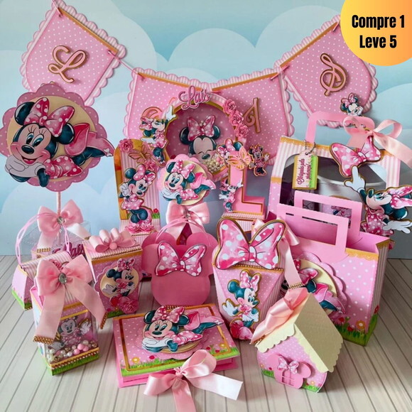 Arquivo Digital Minnie Rosa Kit Festa Pronta -329