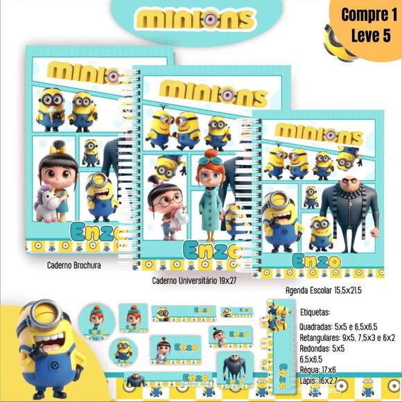 Arquivo Digital Minnions Kit Escolar 2025 -816