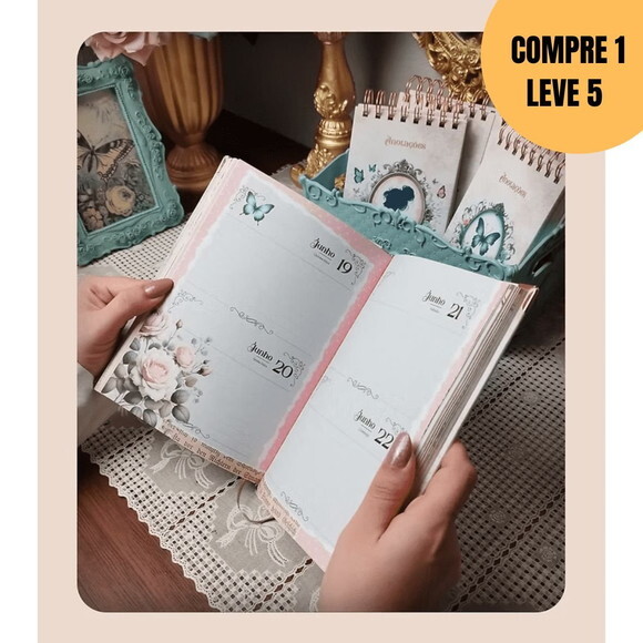 Arquivo Digital Miolo Agenda Vintage Tons de Rosa 2026 -5037