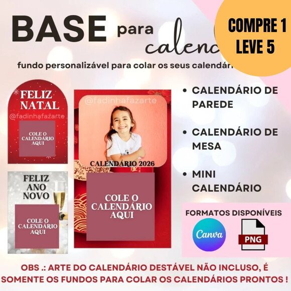 Arquivo Digital Molde Base para Calendários -5485