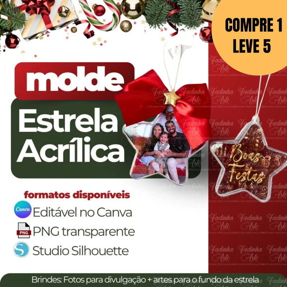 Arquivo Digital Molde Estrela Acrílica 9cm -5602