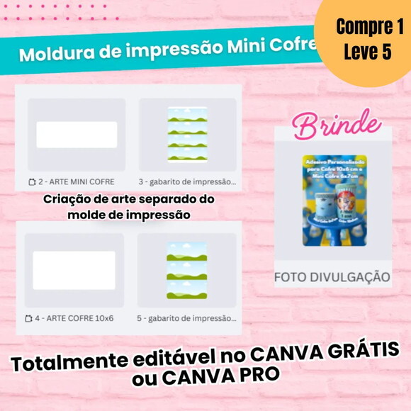 Arquivo Digital Moldura para Impressão Cofrinho -5204