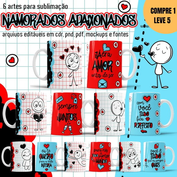 Arquivo Digital Namorados Apaixonados Canecas -3455