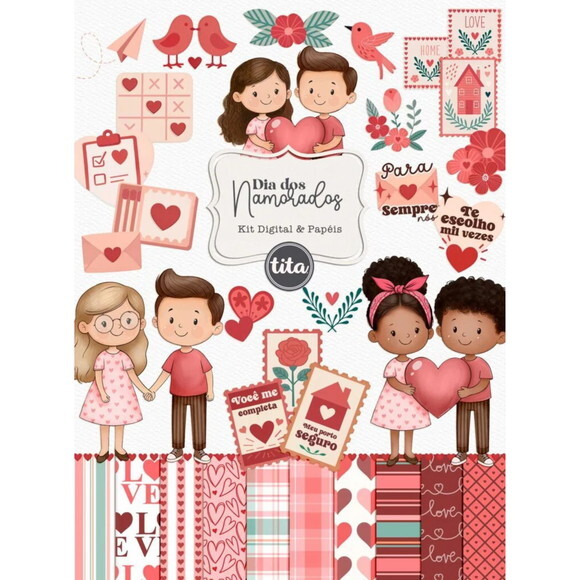 Arquivo Digital Namorados Combo Ilustrações e Papéis -3467