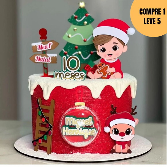 Arquivo Digital Natal Menino Gorro Topo de Bolo -6066