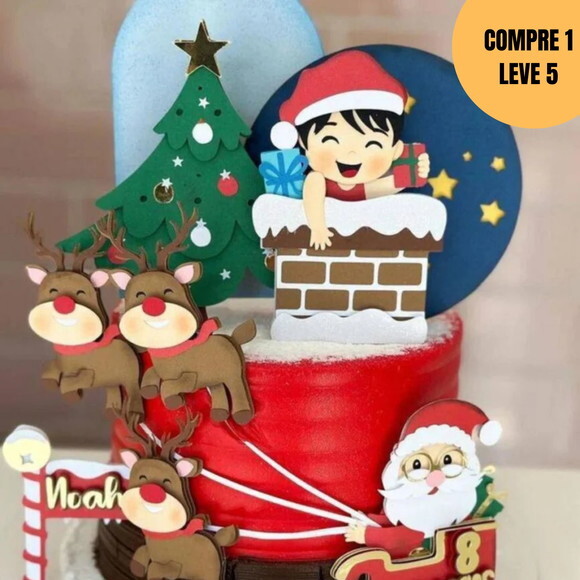 Arquivo Digital Natal Menino Chaminé Topo de Bolo -6063