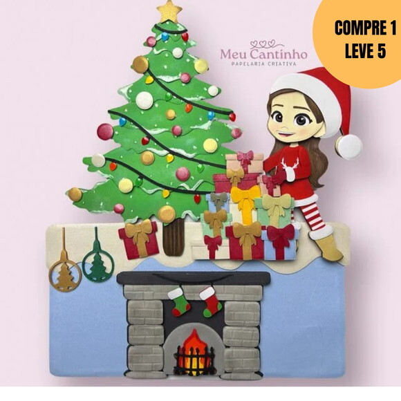 Arquivo Digital Natal Pilha de Presentes Topo de Bolo -5857