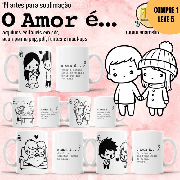 Arquivo Digital o Amor É Namorados Estampas Canecas -3631