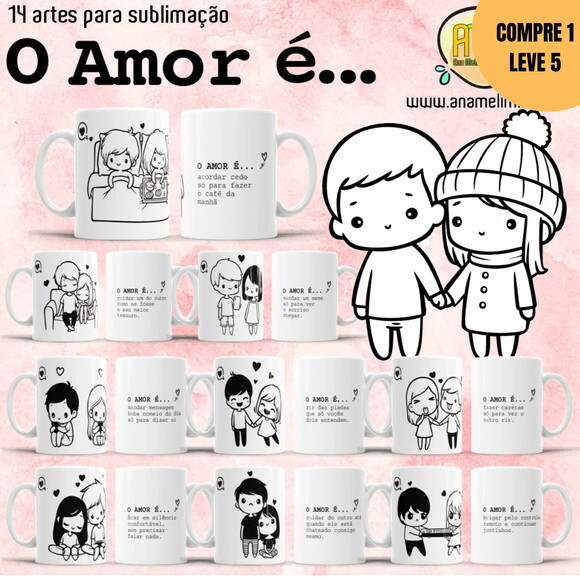 Arquivo Digital o Amor É Namorados Estampas Canecas -3631