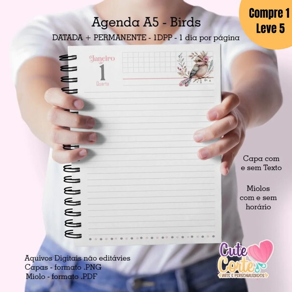 Arquivo Digital Pack Birds Agenda A5 Permanente 2025 -1002