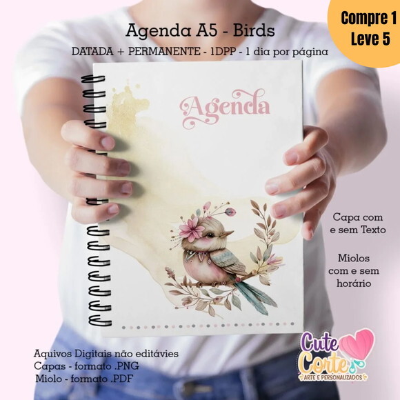 Arquivo Digital Pack Birds Agenda A5 Permanente 2025 -1002