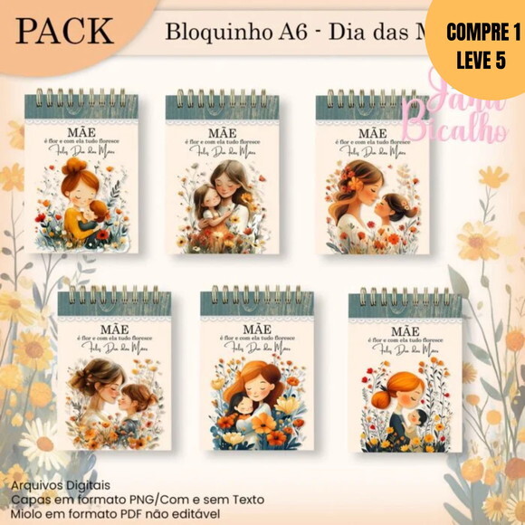 Arquivo Digital Pack Bloquinho A6 Dia das Mães -3023