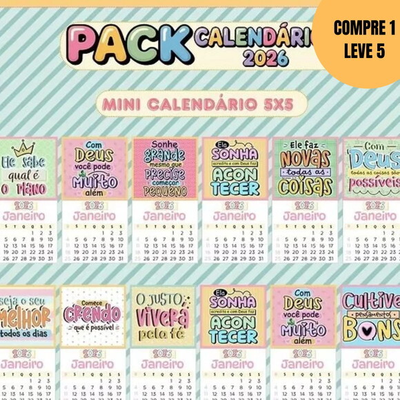 Arquivo Digital Pack Calendário 2026 -5825