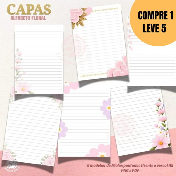 Arquivo Digital Pack Capas Alfabeto Floral e Miolos -5368