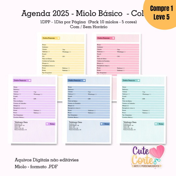 Arquivo Digital Pack Miolos Básico 1dpp Agenda A5 -686