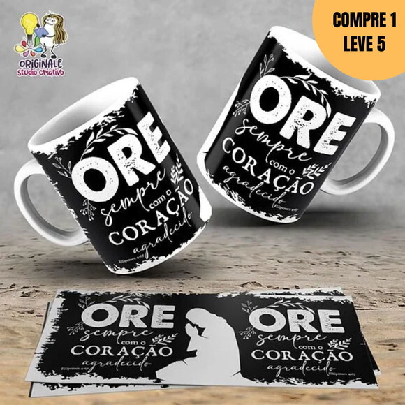 Arquivo Digital Pack Ore com Jesus Arte para Caneca -1466
