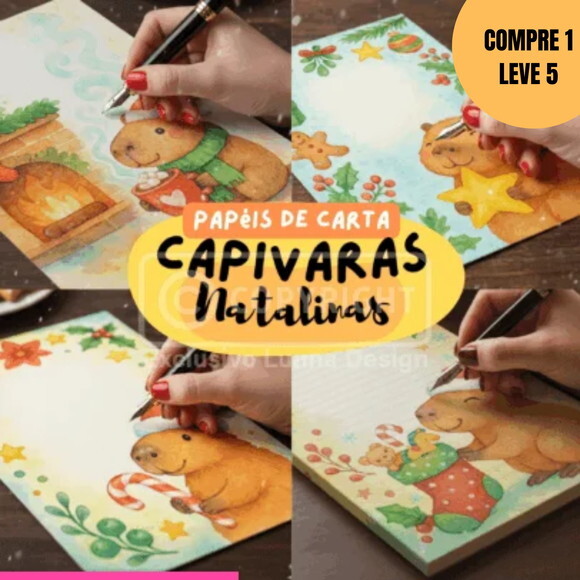 Arquivo Digital Papeis de Carta Capivara Natalinas -5903