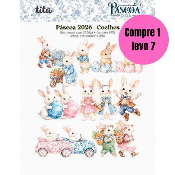 Arquivo Digital Páscoa 2026 Combo Ilustrações Coelho -6625