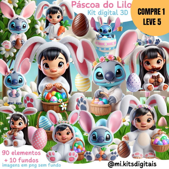 Arquivo Digital Páscoa Lilo e Stitch Kit Digital -1781