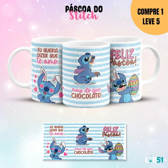 Arquivo Digital Páscoa Stitch Artes para Canecas -2101