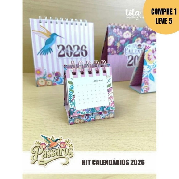 Arquivo Digital Pássaros Calendários de Mesa 2026 -4225