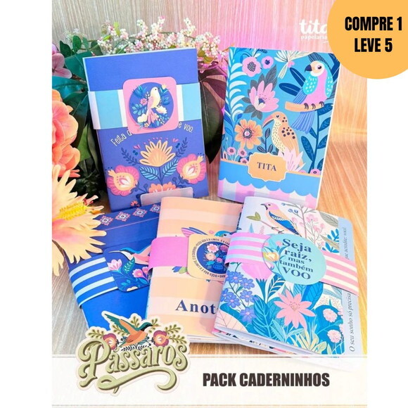 Arquivo Digital Pássaros Pack Caderninhos A5 -4098