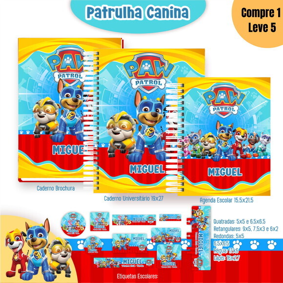 Arquivo Digital Patrulha Canina Kit Escolar 2025 -1067
