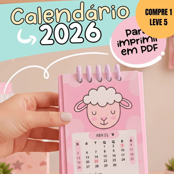 Arquivo Digital pdf Calendário 2026 Bichinhos -6025