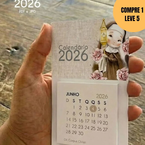 Arquivo Digital pdf Calendário Mini Imã de Geladeira -6054