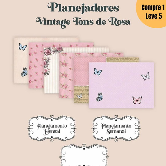 Arquivo Digital Planejadores Vintage Tons de Rosa -1039