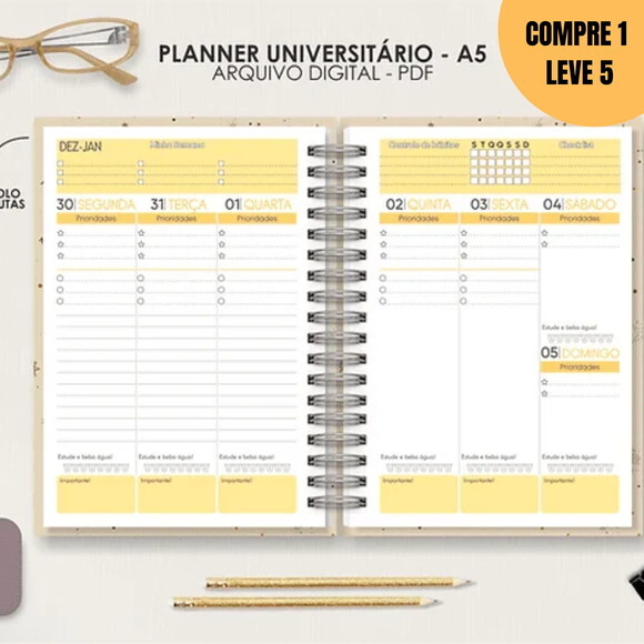 Arquivo Digital Planner A5 Datado Vertical -1444