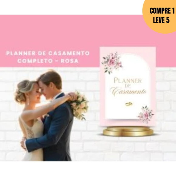 Arquivo Digital Planner Casamento Permanente Rosa -3078