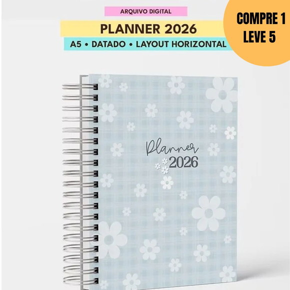 Arquivo Digital Planner Datado 2026 A5 Horizontal -4703