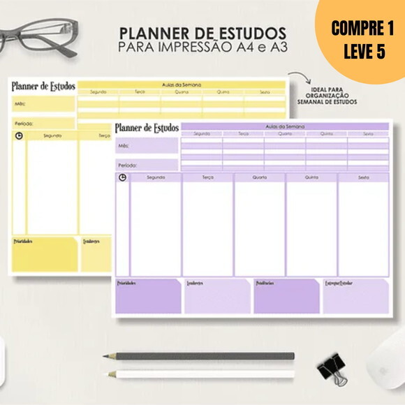 Arquivo Digital Planner de Estudos Semanal + Bônus -1894