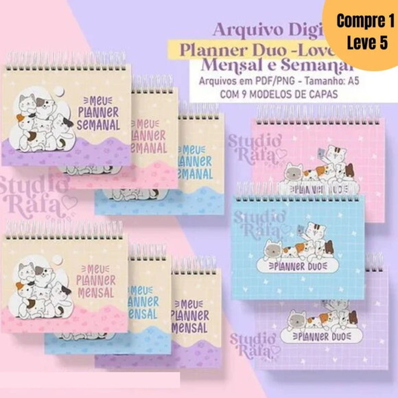 Arquivo Digital Planner Duo Gatinhos Mensal e Semanal -787