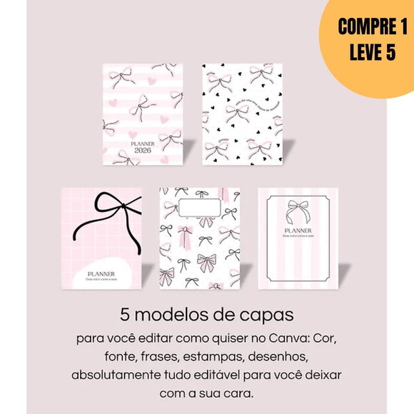 Arquivo Digital Planner Lacinhos Editável no Canva -5683