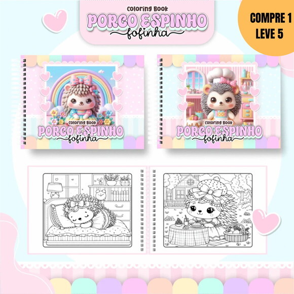Arquivo Digital Porco Espinho Fofinho Livro de Colorir -3283