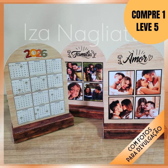 Arquivo Digital Porta Fotos no Estilo Madeira com Calendário