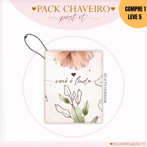 Arquivo Digital Post It Chaveiro Florais -3095