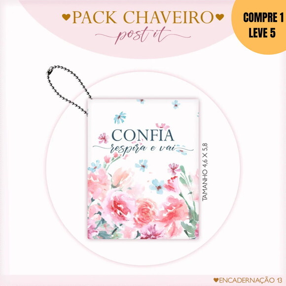 Arquivo Digital Post It Chaveiro Florais -3095