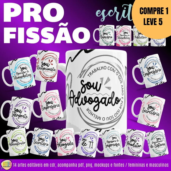 Arquivo Digital Profissão Escritório Estampas Canecas -4620