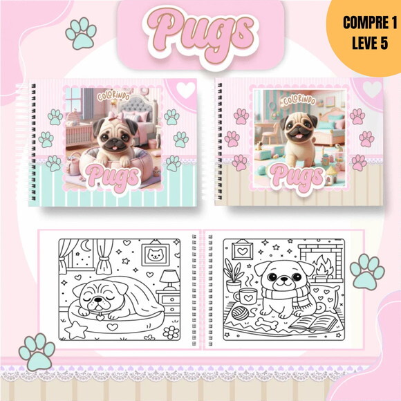 Arquivo Digital Pug Livros de Colorir -3707