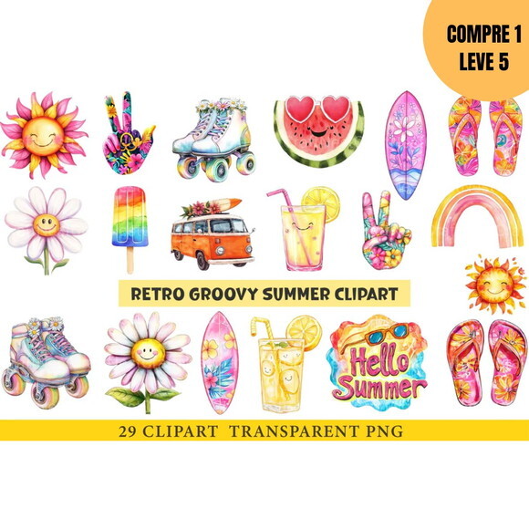 Arquivo Digital Retro Groovy Summer Kit Digital -4157