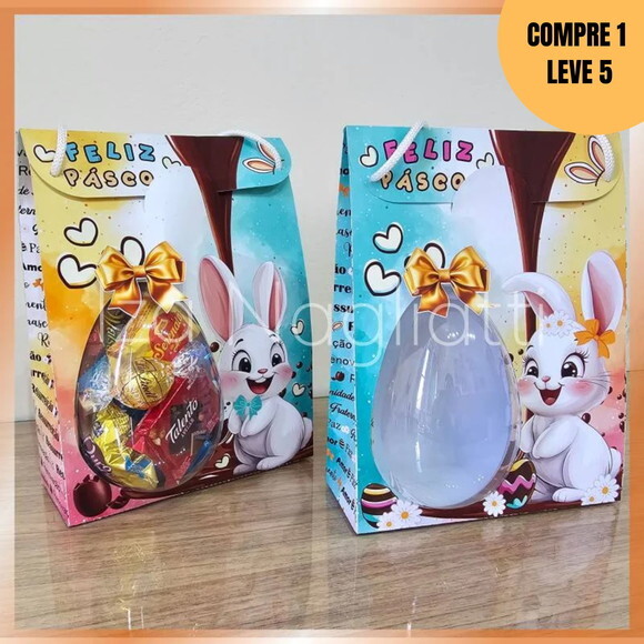 Arquivo Digital Sacolas de Páscoa com Visor 3d -2268