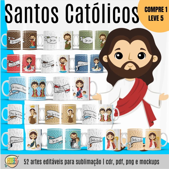 Arquivo Digital Santos Católicos V2 Arte para Canecas -3830